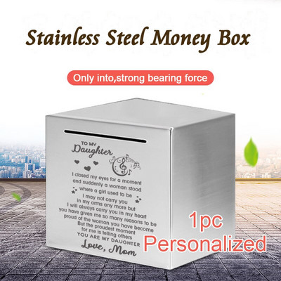 Χαραγμένο Safe Piggy Bank Ανοξείδωτο Stell Box Money Savings Bank For Kids Can Only Save The Piggy Bank Personalized CQG00033