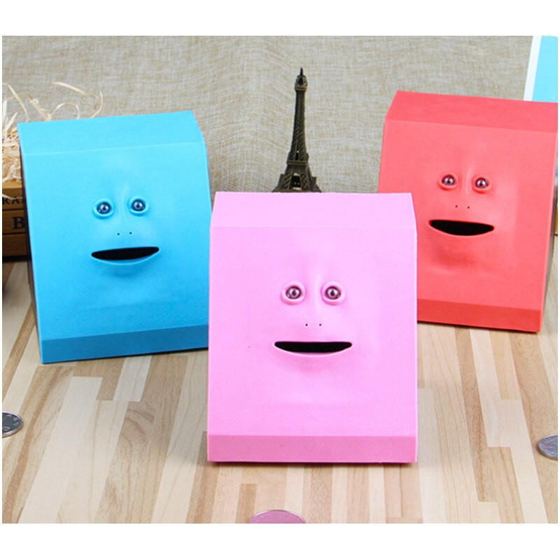 1 db 3 színű Vicces arc, pénztartó edény, pénzevés, érme bankdoboz, bolondok napi kreatív automatikus megtakarítás arcbank játék újdonság gyerekajándék SW