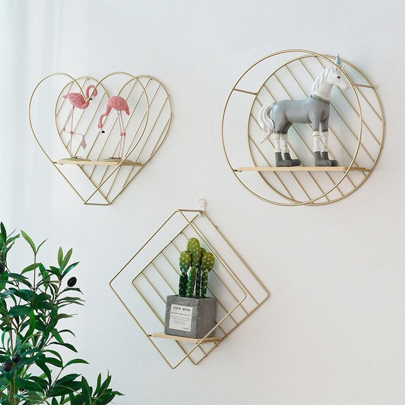 Nordic Ins Iron Art Rack siena Nemokama štampavimo laikymo lentyna Svetainės kambarys Miegamojo siena Namų dekoravimo stovas Home Decore