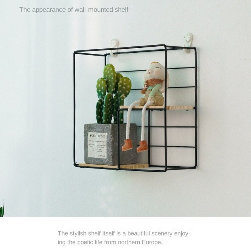 Nordic Ins Iron Art Rack siena Nemokama štampavimo laikymo lentyna Svetainės kambarys Miegamojo siena Namų dekoravimo stovas Home Decore