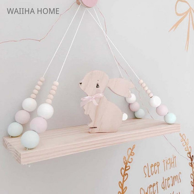 Nordic Kids Decor Φούντες Αποθήκευση Ράφι τοίχου Κρεμαστά ξύλινα παιχνίδια Μοντέλο Έπιπλα Παιδικού Δωματίου Βρεφικό Διακόσμηση σπιτιού Artic