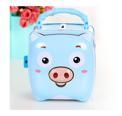 Aranyos rajzfilm fém hordozható malacpersely érmebank gyerekeknek, zárral és kulccsal. Születésnapi ajándék takarékdoboz