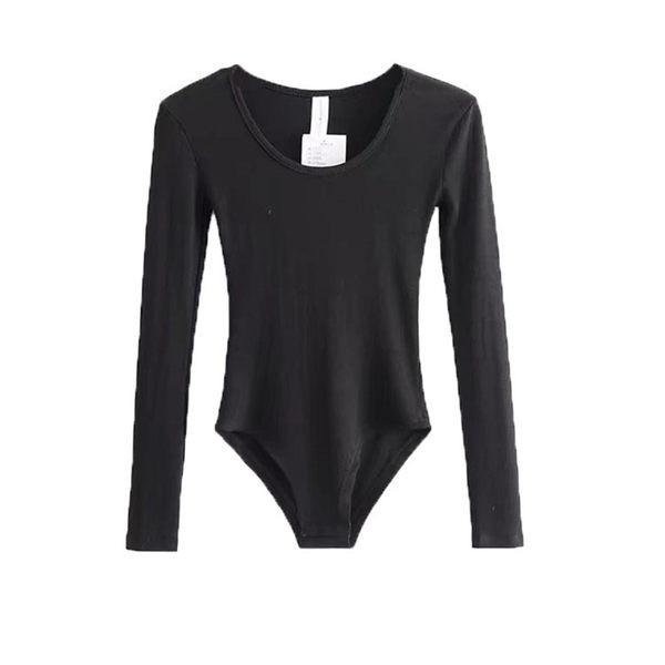 Modern női body ovális nyakkivágással - fekete-fehér színben