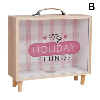 Noutate Pușculiță din Lemn Ștampila Transparentă pentru Monede Banca Anului Bani Nouă Colectare Monede Cadou Copii Salvare Decorare Deskto Y1W2