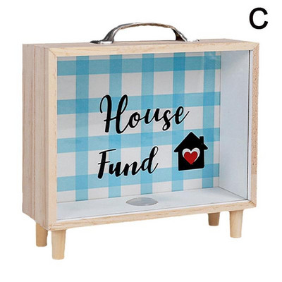 Noutate Pușculiță din Lemn Ștampila Transparentă pentru Monede Banca Anului Bani Nouă Colectare Monede Cadou Copii Salvare Decorare Deskto Y1W2