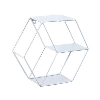 Falra szerelhető lebegő polc geometriájú fémhuzal Hatszög tároló polcok Nappali dekoratív fali polc.