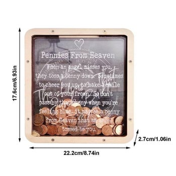 Pennies from Heaven Bank Wood Piggy Bank, Pennies for Heaven Bank, Memory Frame for Men and Women Decor Κουτί νομισμάτων