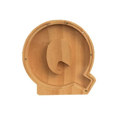 Piggy Bank Laiško formos pinigų dėžutė Medinė monetų taupymo dėžutė Monetų laikymo dėžutės Kūrybingos skaidrios darbastalio dekoro rankdarbių dovana