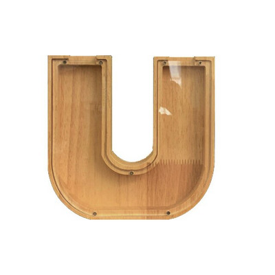 Piggy Bank Laiško formos pinigų dėžutė Medinė monetų taupymo dėžutė Monetų laikymo dėžutės Kūrybingos skaidrios darbastalio dekoro rankdarbių dovana