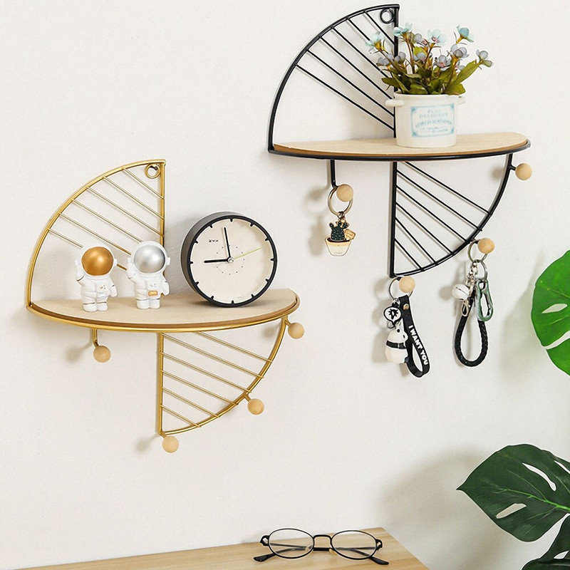 Iron Art Raft de depozitare din lemn, organizator pentru agățat pe perete, acasă, bucătărie, dormitor, sufragerie, suporturi pentru decorarea peretelui