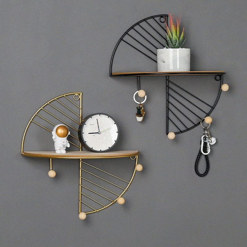 Iron Art Raft de depozitare din lemn, organizator pentru agățat pe perete, acasă, bucătărie, dormitor, sufragerie, suporturi pentru decorarea peretelui