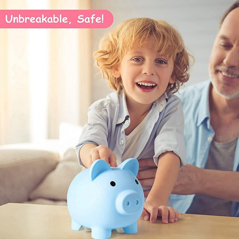 Pușculiță mare, bancă de bani din plastic indestructibil, bancă de monede pentru fete și băieți, cadouri practice pentru ziua de naștere