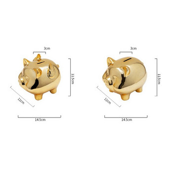 LJL-Ceramic Gold Pig Piggy Bank Cute Coin Piggy Bank Δημιουργικά έπιπλα σπιτιού Διακόσμηση τυχερών χοίρων