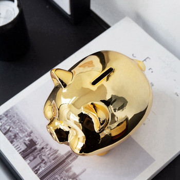LJL-Ceramic Gold Pig Piggy Bank Cute Coin Piggy Bank Δημιουργικά έπιπλα σπιτιού Διακόσμηση τυχερών χοίρων