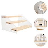 Kijelző állvány fa emelőállvány akril polc desszert állvány kiskereskedelmi 3 szintes figura popékszer Cupcake tárolás átlátszó lépcső