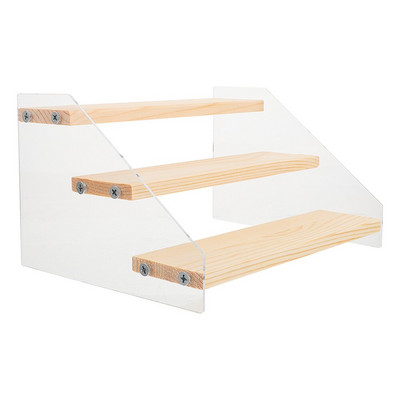 Kijelző állvány fa emelőállvány akril polc desszert állvány kiskereskedelmi 3 szintes figura popékszer Cupcake tárolás átlátszó lépcső