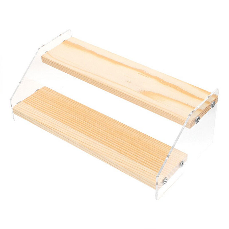 Kijelző állvány fa emelőállvány akril polc desszert állvány kiskereskedelmi 3 szintes figura popékszer Cupcake tárolás átlátszó lépcső