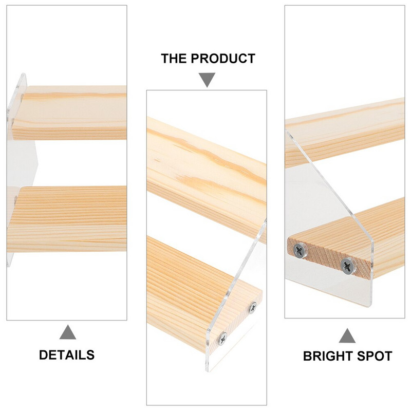 Kijelző állvány fa emelőállvány akril polc desszert állvány kiskereskedelmi 3 szintes figura popékszer Cupcake tárolás átlátszó lépcső
