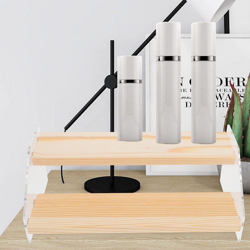 Kijelző állvány fa emelőállvány akril polc desszert állvány kiskereskedelmi 3 szintes figura popékszer Cupcake tárolás átlátszó lépcső