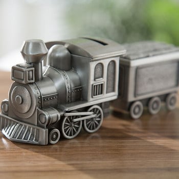 Money Piggy Train Vintage Box Saving Pot Metalchildren Kids Retro Model Figurine Tinplate Christmasunique Statue Banks