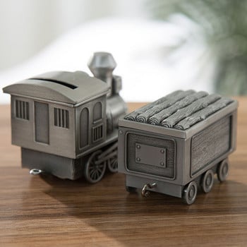 Money Piggy Train Vintage Box Saving Pot Metalchildren Kids Retro Model Figurine Tinplate Christmasunique Statue Banks