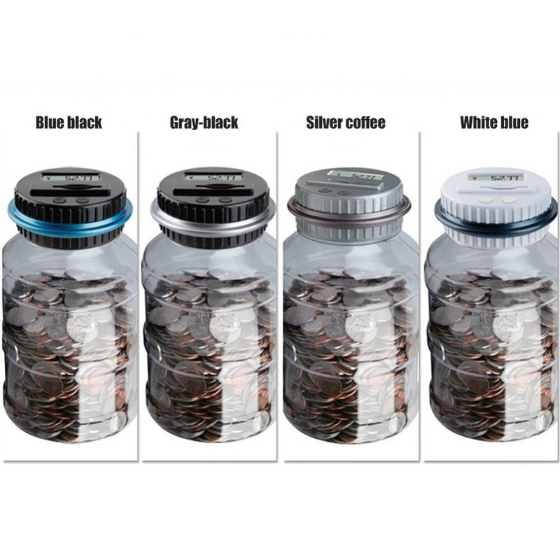 1,5 literes euro malacpersely pult érme elektronikus digitális LCD számláló érme pénz takarékdoboz tégely Érmék bank USD font pénzbefizetés