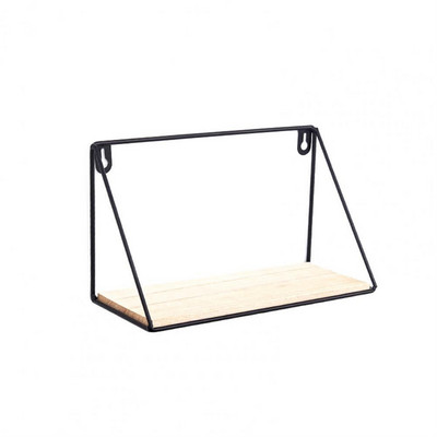 Dekoratív fali polc Hosszú élettartamú falra szerelhető fa vas szög nélküli fali tároló állvány Fényképkeret Vitrin polc nappaliba