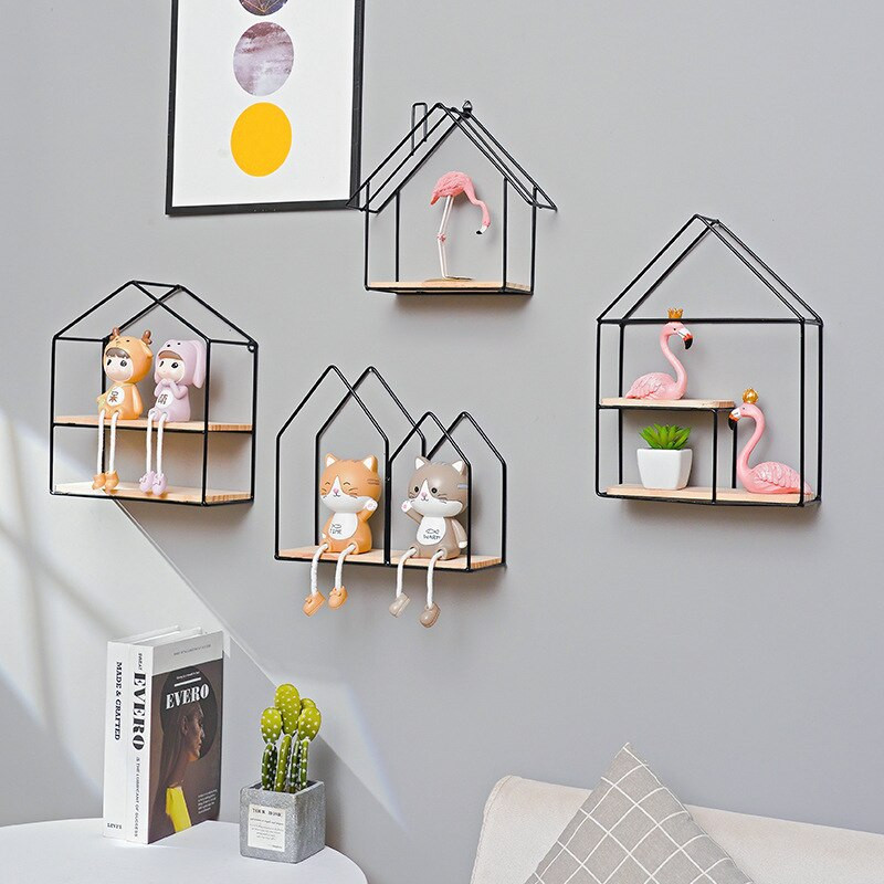 Háztartási kellékek Dekoratív fali párkányok Polcok könyvekhez a falon Hálószoba sarokpolc virágokhoz Frame Nordic Home Dekoráció