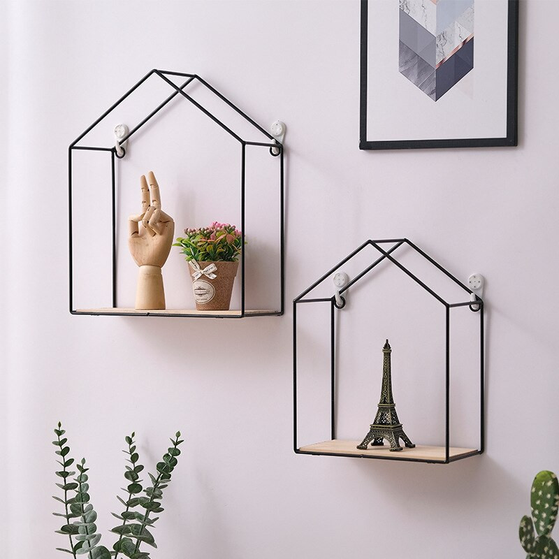 Háztartási kellékek Dekoratív fali párkányok Polcok könyvekhez a falon Hálószoba sarokpolc virágokhoz Frame Nordic Home Dekoráció