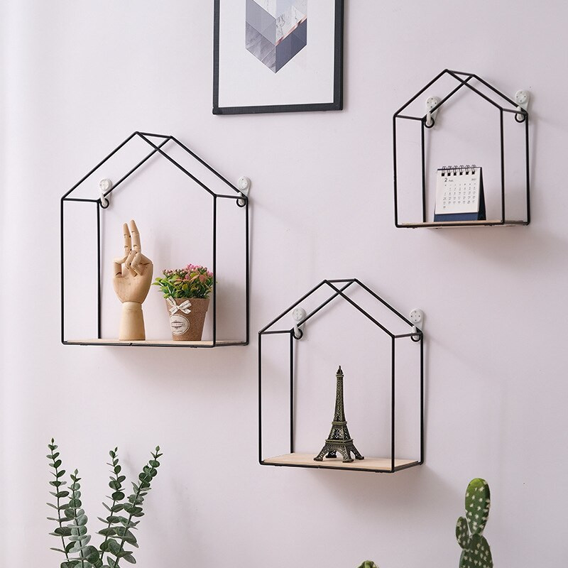 Háztartási kellékek Dekoratív fali párkányok Polcok könyvekhez a falon Hálószoba sarokpolc virágokhoz Frame Nordic Home Dekoráció