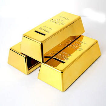 Creative ABS Gold Bullion Bar Piggy Bank Ψεύτικη θήκη για κέρματα από τούβλα από χρυσό Κουτί εξοικονόμησης χρημάτων για παιδιά Παιδικά δώρα γενεθλίων