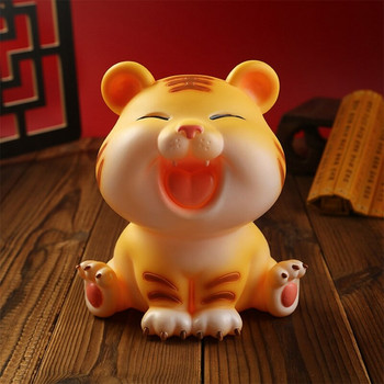 Laughing Tiger Piggy Bank Coin Box Βάζο εξοικονόμησης χρημάτων 2022 Συλλεκτικό δώρο για παιδιά με κινέζικο ζωδιακό διακοσμητικό τίγρης