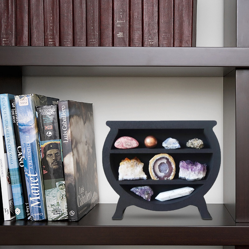 Kristálypolc Vitrin Molypolc Kristályokhoz Gothic Home Decor Boho szobadekoráció Fa Hold polc az otthoni hálószoba falához elengedhetetlen