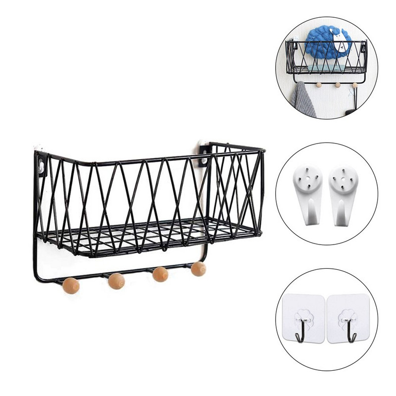 Montirani ukrasi za dom Stalak za pohranu Držač ključeva Zidna kuka Nordijsko minimalistička zidna polica od kovanog željeza