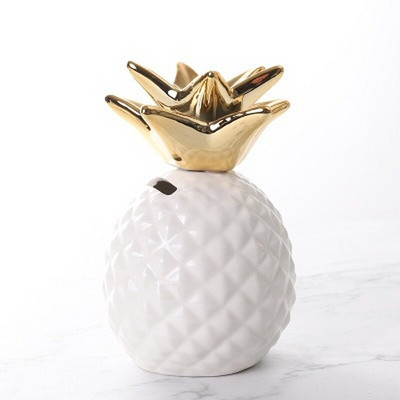 Hot Sale 3D Gyümölcs alakú érme bank Ananász Piggy bank Arany takarékdoboz születésnapi ajándék fehér színű ATM készpénztartó doboz