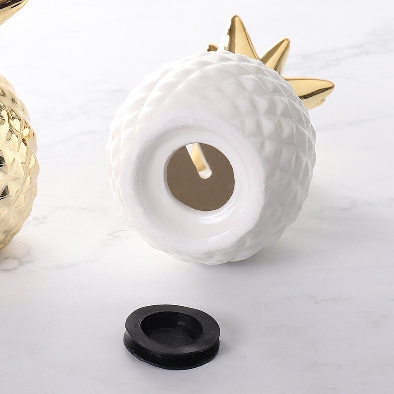 Hot Sale 3D Gyümölcs alakú érme bank Ananász Piggy bank Arany takarékdoboz születésnapi ajándék fehér színű ATM készpénztartó doboz