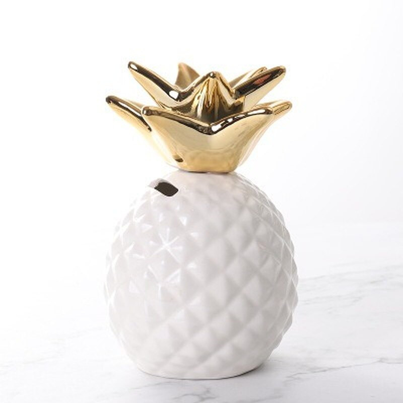 Hot Sale 3D Gyümölcs alakú érme bank Ananász Piggy bank Arany takarékdoboz születésnapi ajándék fehér színű ATM készpénztartó doboz