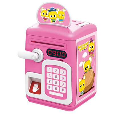 Piggy Bank játék gyerekeknek, Ujjlenyomat/elektronikus jelszó-széf szimulációja ATM Bank, Automatikus papírpénztekercs érmebank