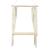 Raft agățat macrame, rustic Boho, 1 etaj, rafturi din lemn, perfect pentru living, dormitor, bucătărie
