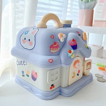 Kawaii Piggy Bank Anime Cartoon Cute Square Money Boxes Κουμπαράς με κλειδαριά και κλειδί για σημειώσεις Χριστουγεννιάτικο δώρο για παιδιά