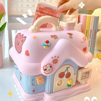 Kawaii Piggy Bank Anime Cartoon Cute Square Money Boxes Κουμπαράς με κλειδαριά και κλειδί για σημειώσεις Χριστουγεννιάτικο δώρο για παιδιά