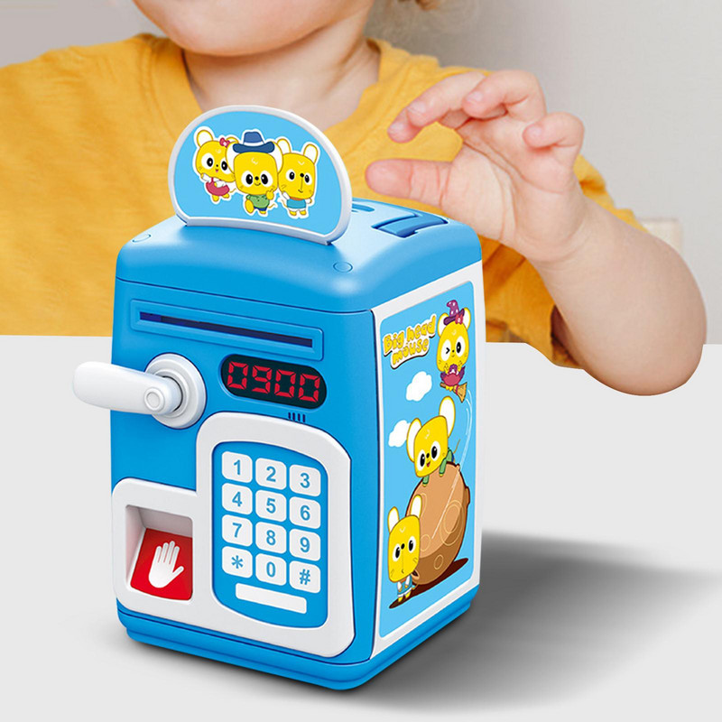 Aranyos ATM malacpersely takarékdoboz zenével, automatikus görgetőpapír pénzzel, automatikus ATM malacpersely játék baba gyerekeknek