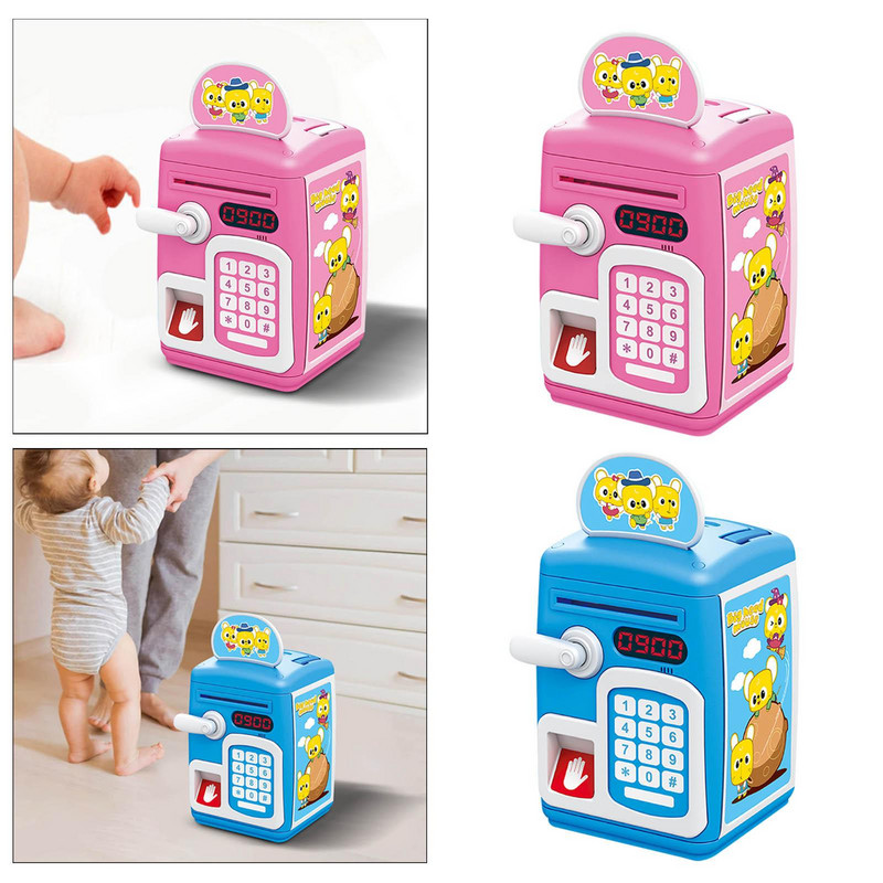 Aranyos ATM malacpersely takarékdoboz zenével, automatikus görgetőpapír pénzzel, automatikus ATM malacpersely játék baba gyerekeknek
