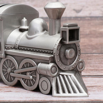 Δώρο γενεθλίων Δώρο γενεθλίων Διακόσμηση επιτραπέζιου υπολογιστή με μεταλλική χειροτεχνία Κουμπαράς Κουμπαράς σε σχήμα κερμάτων Steam Train Pot