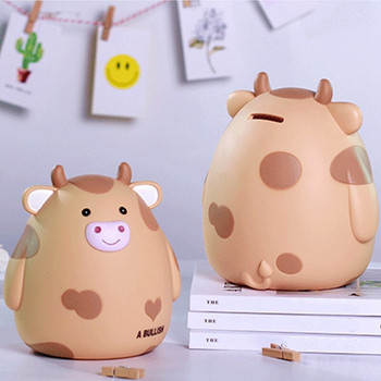 BMBY-Анимационна касичка във формата на крава, спестовна касичка, спестовна кутия за монети, за подарък за рожден ден и Коледа, L
