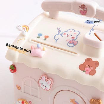 Kawaii Piggy Bank Anime Cartoon Cute Square Money Boxes Κουμπαράς με κλειδαριά και κλειδί για σημειώσεις για παιδιά Χριστουγεννιάτικο δώρο Πρωτοχρονιάς 2022