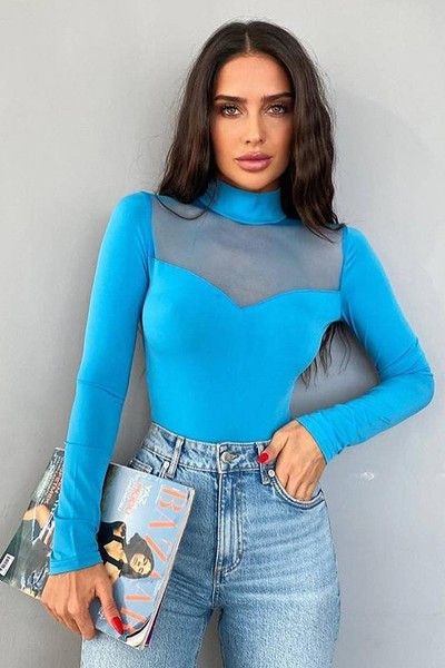 Moteriškas tinklinis kombinezonas ilgomis rankovėmis