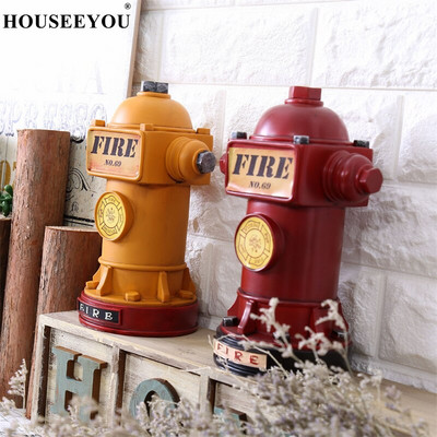 Piggy Bank Ρητίνη Fire Hydrant Figurines Στολίδι για κουτί αποθήκευσης χρημάτων για το σπίτι Vintage μαλακή διακόσμηση Θήκη για παιδικά γενέθλια