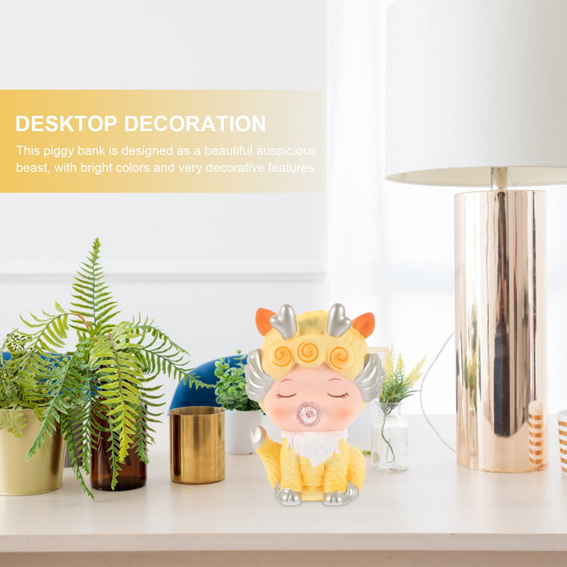 Cutie pentru monede din desene animate pentru copii Borcan de economisire de bun augur Decor unic de pușculiță