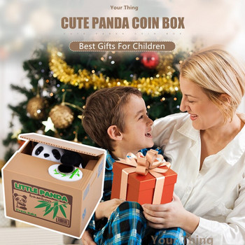 Кутия за пари Panda Cat Coin Box Детска касичка Автоматизирана котка крадец Парични банки Играчка Подарък за деца Кутия за спестяване